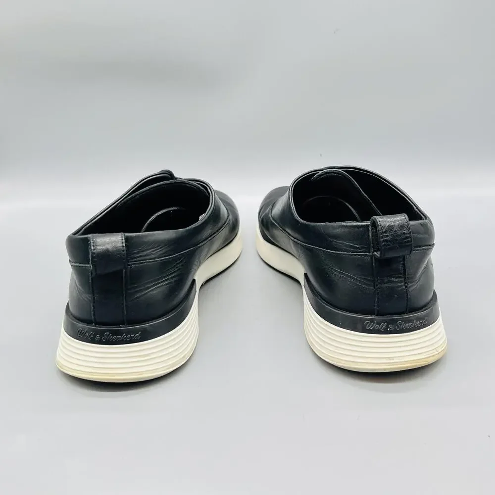 Wolf & Shepherd Shoes Mens 11 Black Leather Low Top Casual Sneakers Comfort